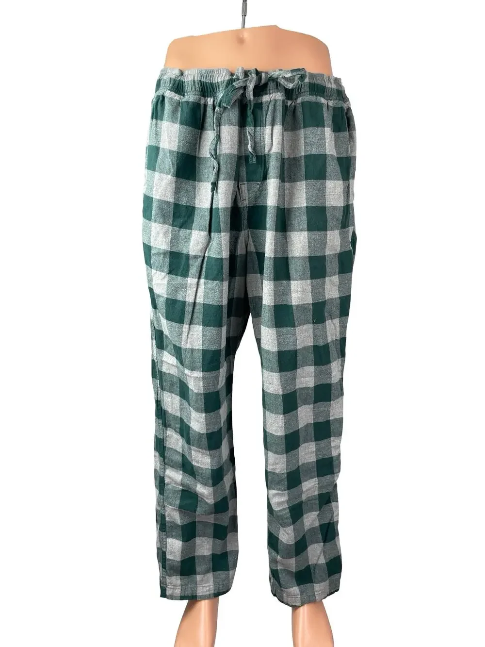 J.Crew Men's Green Gingham Check Tie Waist Straight Sleepwear Pajama Pants XL